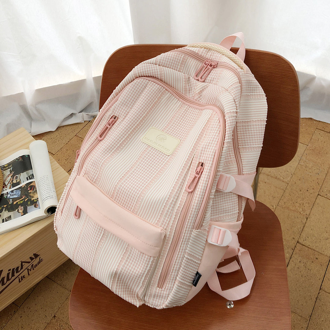 Gestreifter Rucksack mit Schlüsselanhänger Charm Karnz
