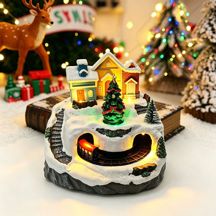 Beleuchtete Weihnachtsdorf-Dekoration mit beweglichen Figuren Karnz