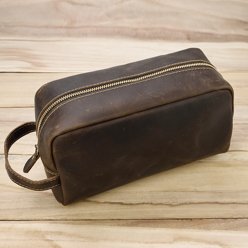 Premium Leder Reise-Waschbeuteltasche