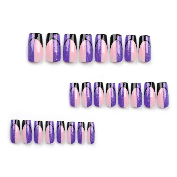 Kunstvolle Nagelverlängerungen mit glamourösem Farbverlauf und Glitzerdetails Karnz