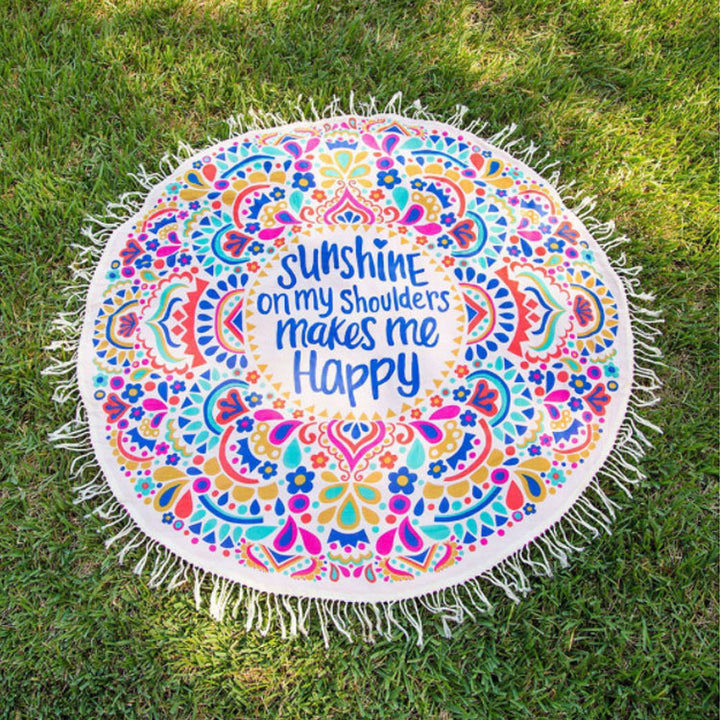 Unisex runde Stranddecke mit buntem Mandala-Motiv Karnz