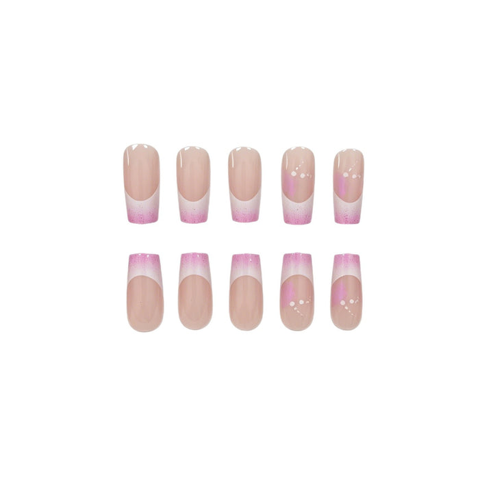 Elegantes französisches Tip Glitter Nagelset Karnz