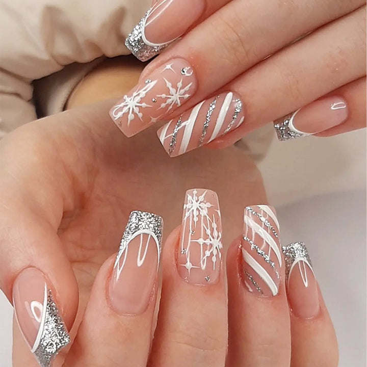 Festliches Schneeflocken-Nagelkunst-Set Karnz
