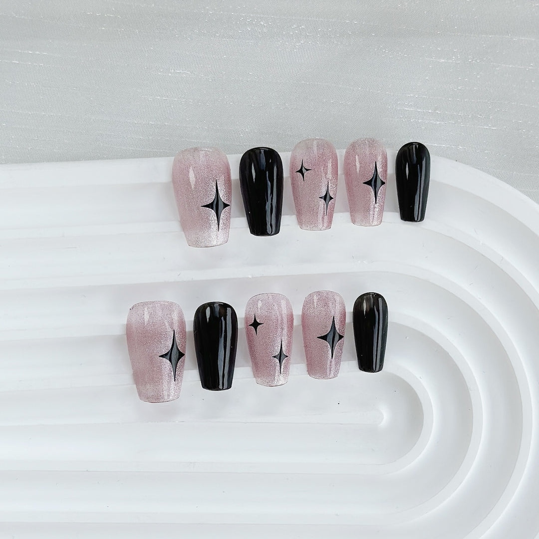 Press-On Nagelkunst Set mit Sternakzenten