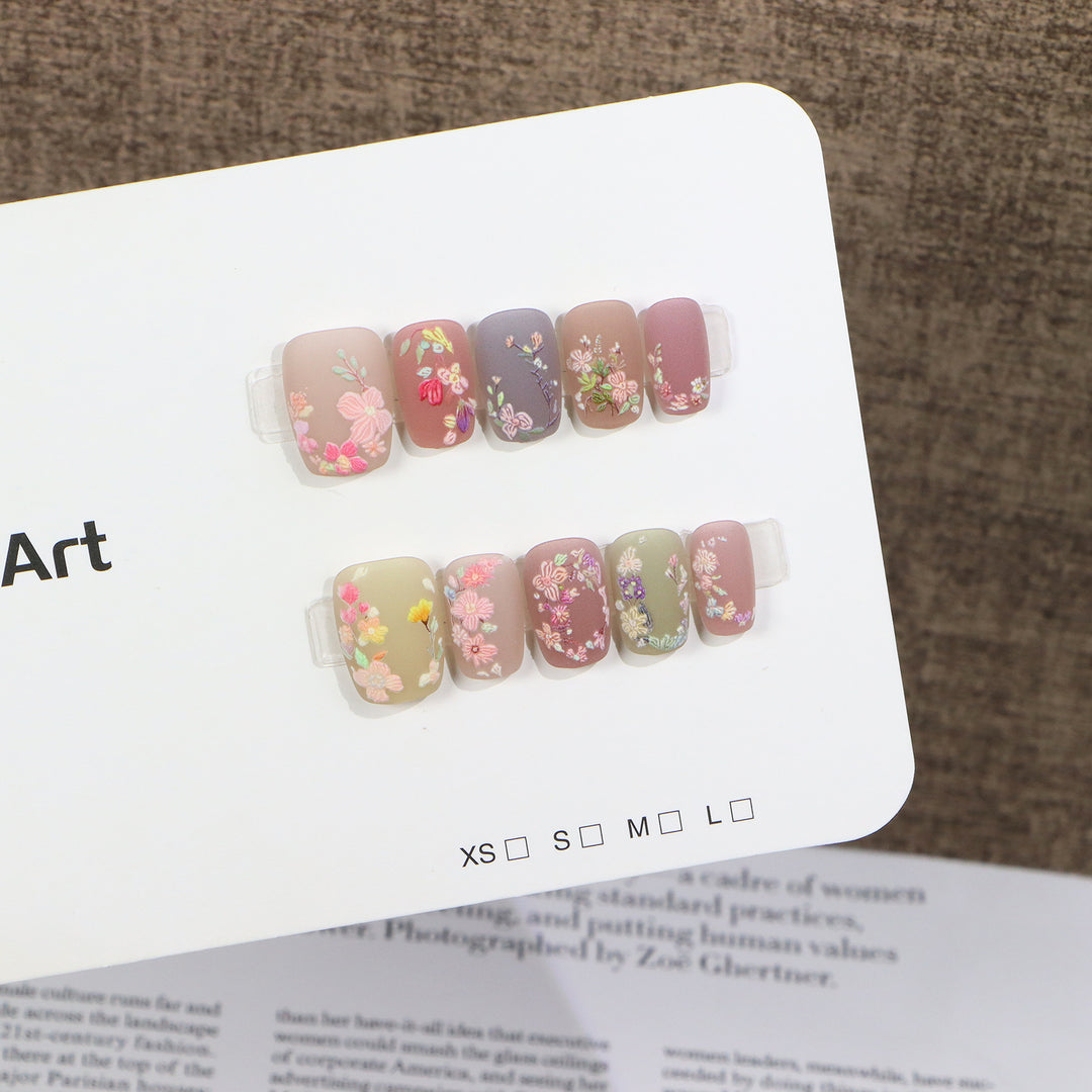 Artisan Blüten-Design Druck-Nagelset Karnz