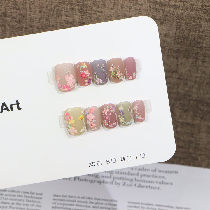 Artisan Blüten-Design Druck-Nagelset Karnz