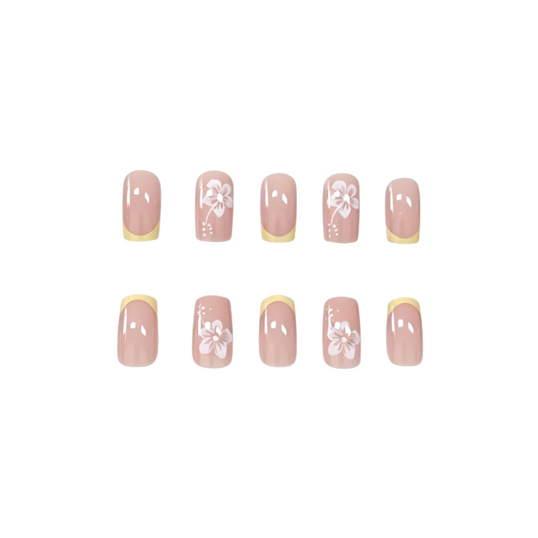 Elegante florale französische Tips Nagelkunst Karnz