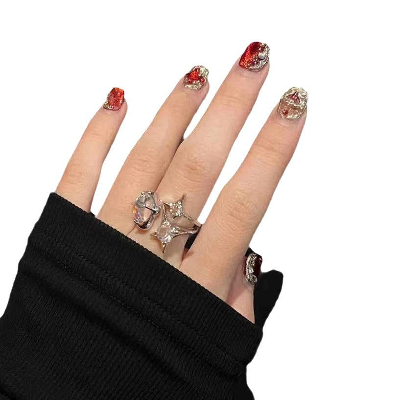 Glamouröse Press-On Nagel-Set mit Strass-Akzenten Karnz