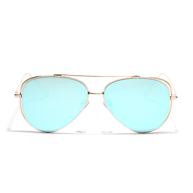 Damen Retro-flieger Sonnenbrille mit silbernem Metallrahmen und verspiegelten Gläsern Karnz