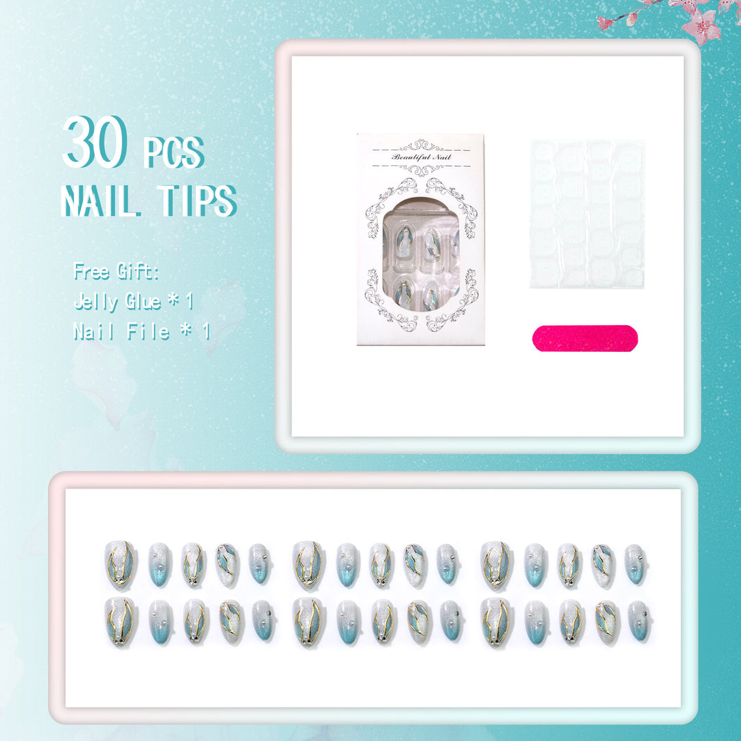 Künstlerisches von der See inspiriertes Press-On-Nagelset