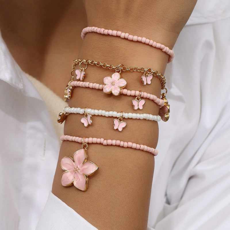 Blumen Charm Armband Set Karnz