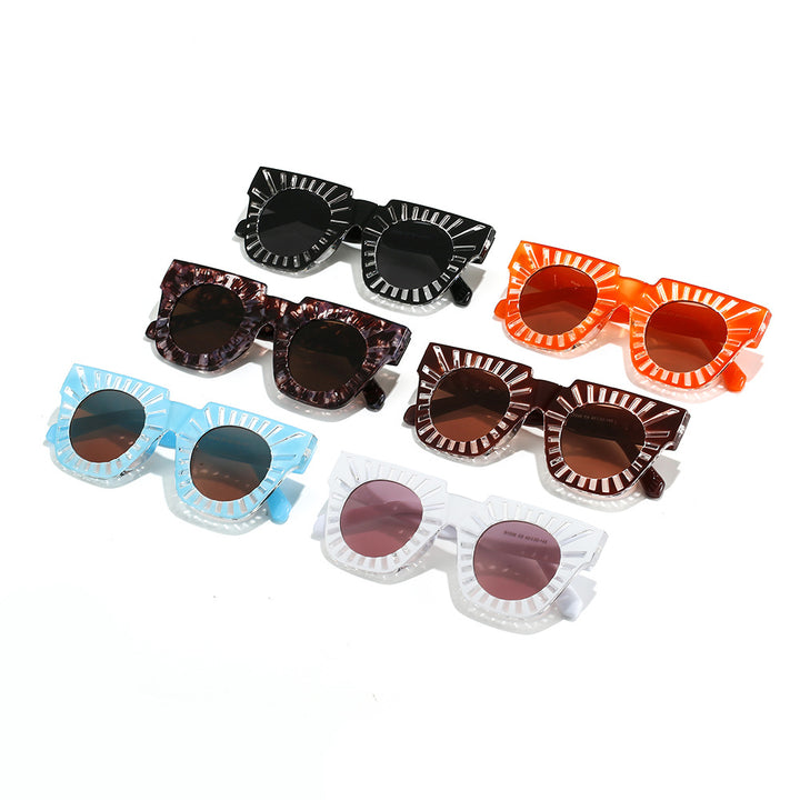 Damen Modische Sonnenbrille mit kreativem geometrischem Rahmen Karnz