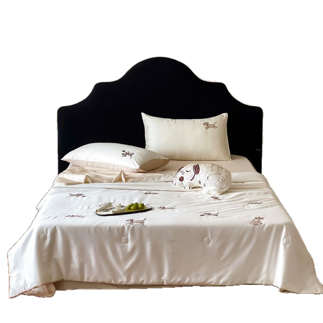 Satin-Bettwäsche-Set mit feiner Lama-Stickerei