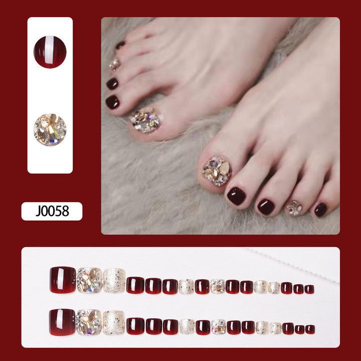 Glitzernde French Tip Zehennagelkunst