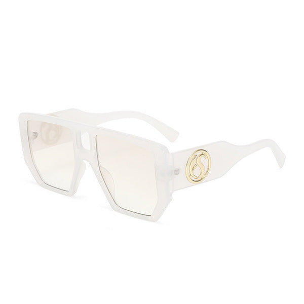 Damen Quadrat-Sonnenbrille mit auffälligem Muster und goldenen Akzenten Karnz