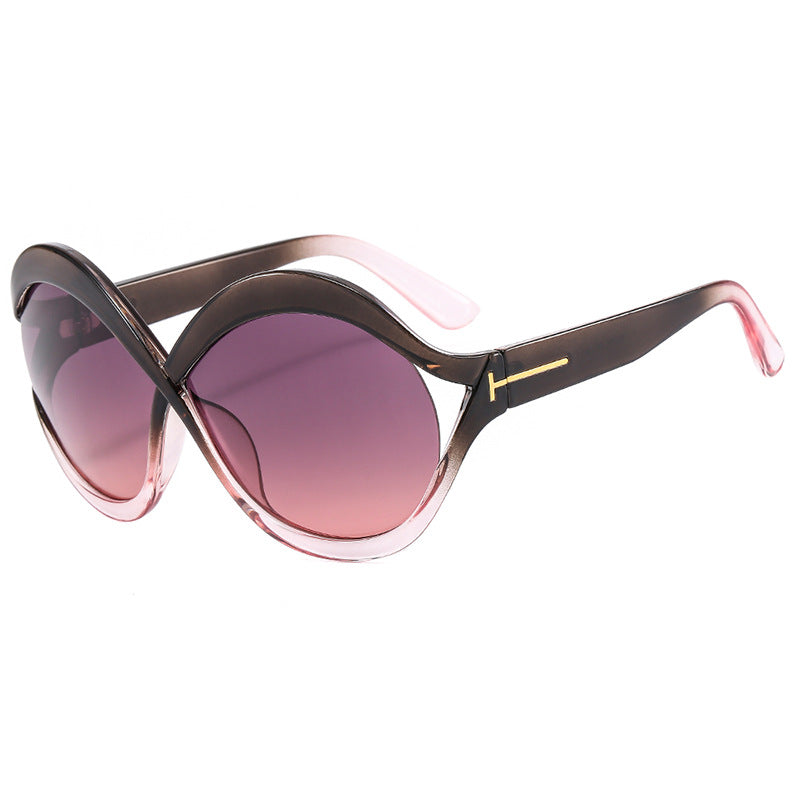 Damen extravagante Cat-Eye Sonnenbrille mit geschwungenem Rahmen Karnz