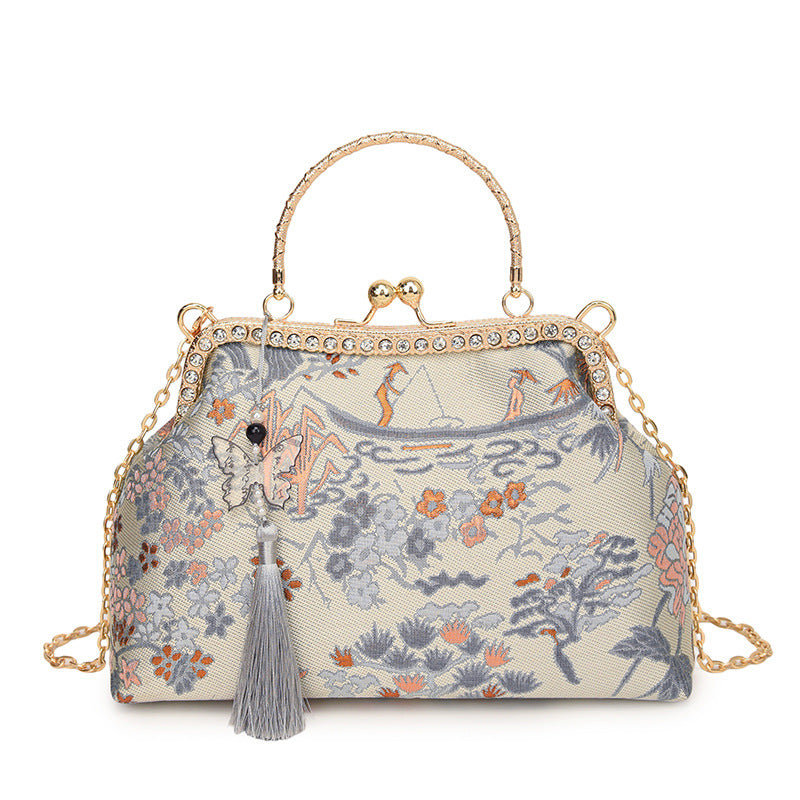 Vintage Blumenstickerei Handtasche