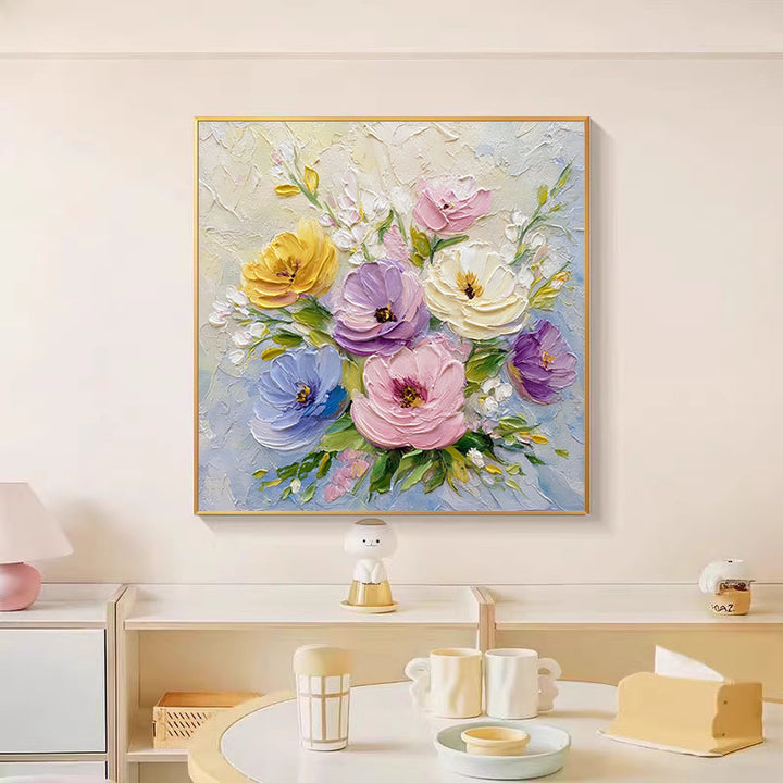Handgemalte Florale Leinwandwandkunst