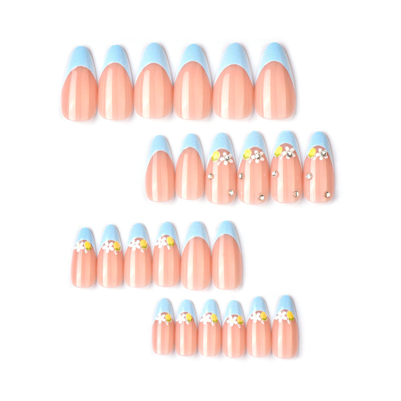 Künstlerische florale und mit Juwelen verzierte Press-On Nail Art Karnz