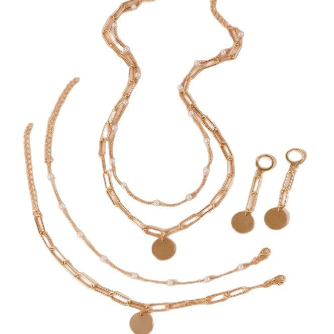 Elegantes Perlen- und Goldketten-Schmuckset Karnz