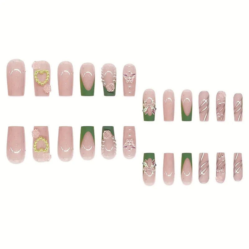Dekorative Acryl-Blumen Press-On Nagelkunst Karnz
