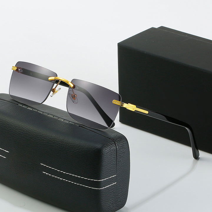 Damen modische Sonnenbrille mit stilvollem, eckigem Rahmen und eleganten Metallakzenten Karnz