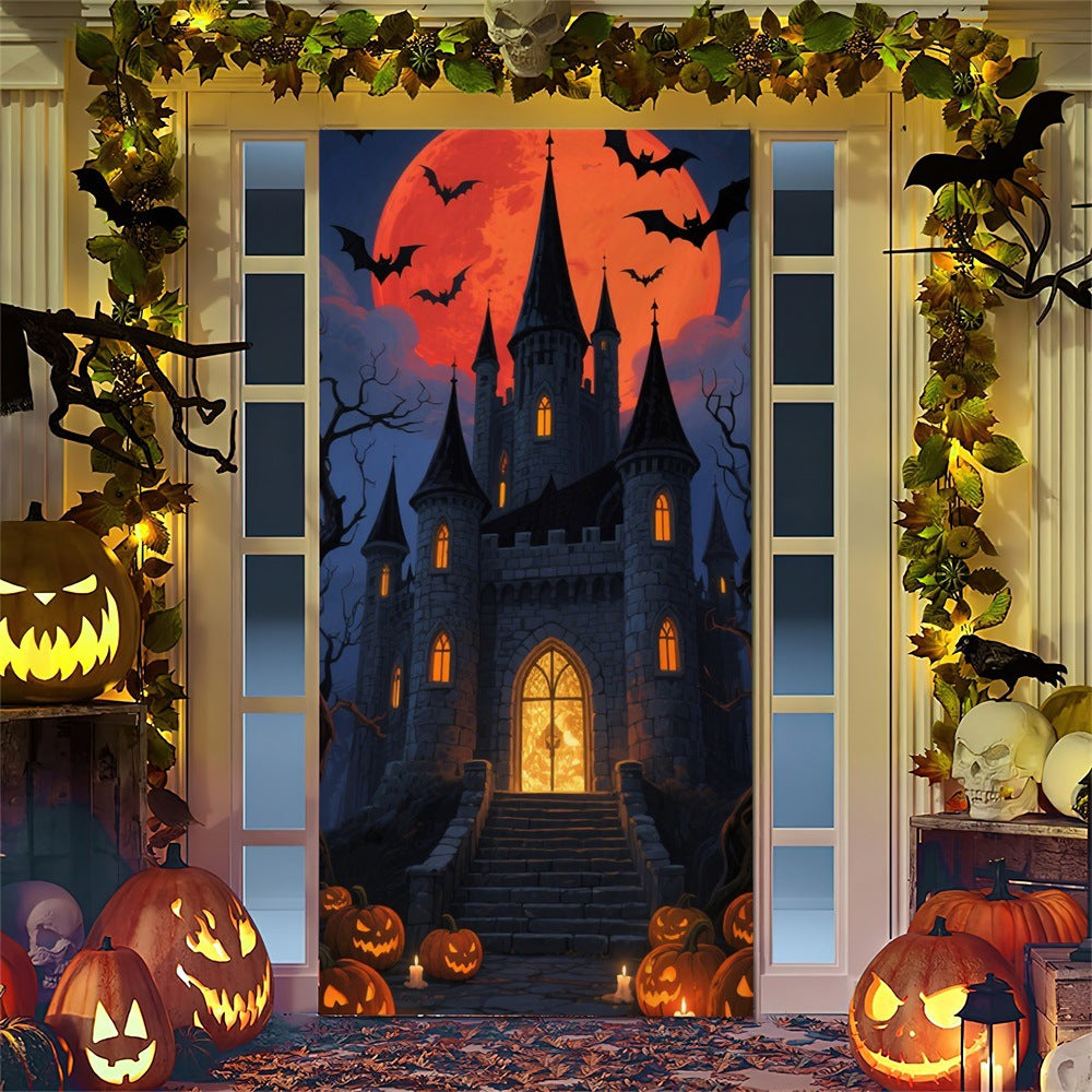 Halloween-Türposter mit großformatiger Grim-Reaper-Illustration und wiederverwendbarem PVC-Planenstoff