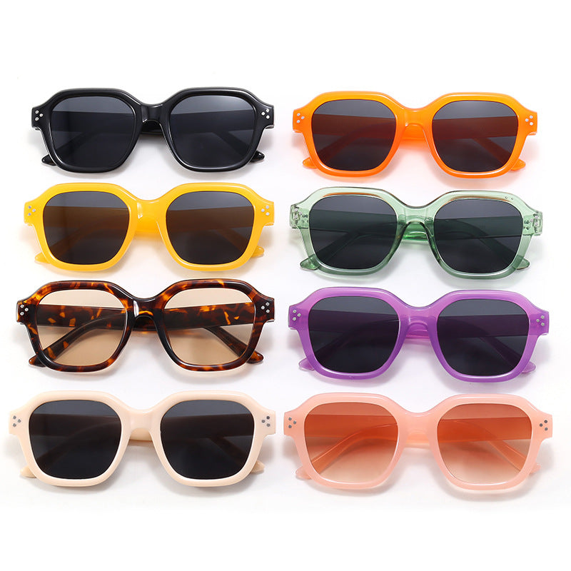 Damen modische quadratische Sonnenbrille mit verspiegelten Gläsern Karnz
