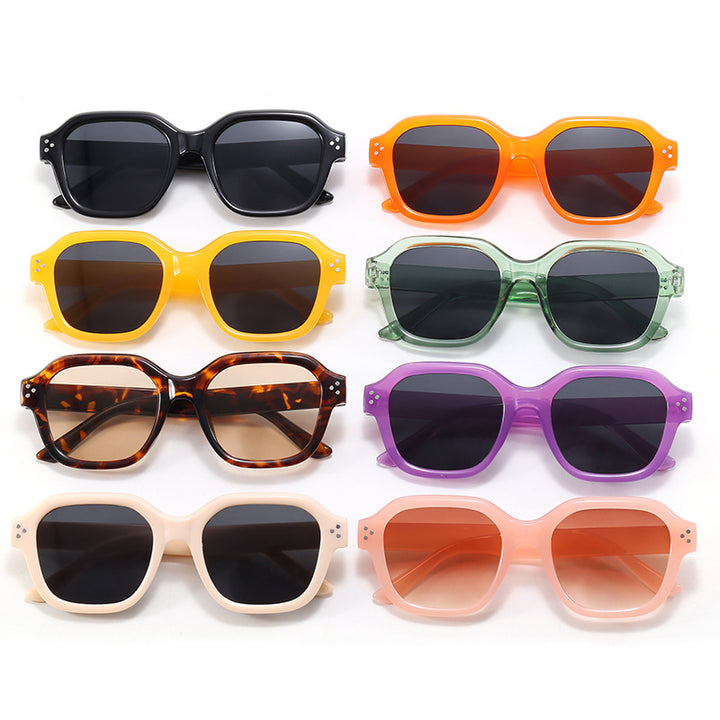 Damen modische quadratische Sonnenbrille mit verspiegelten Gläsern Karnz