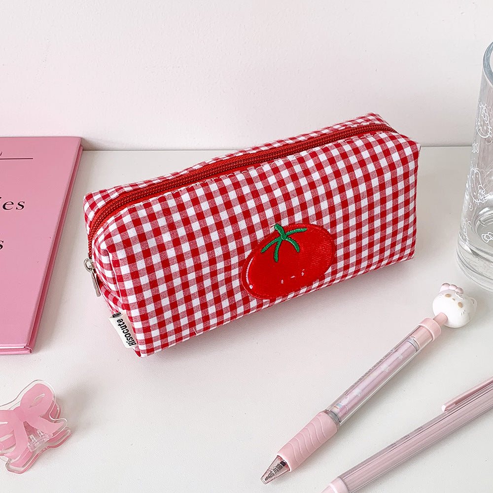 Süßer Gingham Kariert Bleistiftetui Karnz