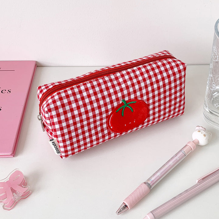 Süßer Gingham Kariert Bleistiftetui Karnz