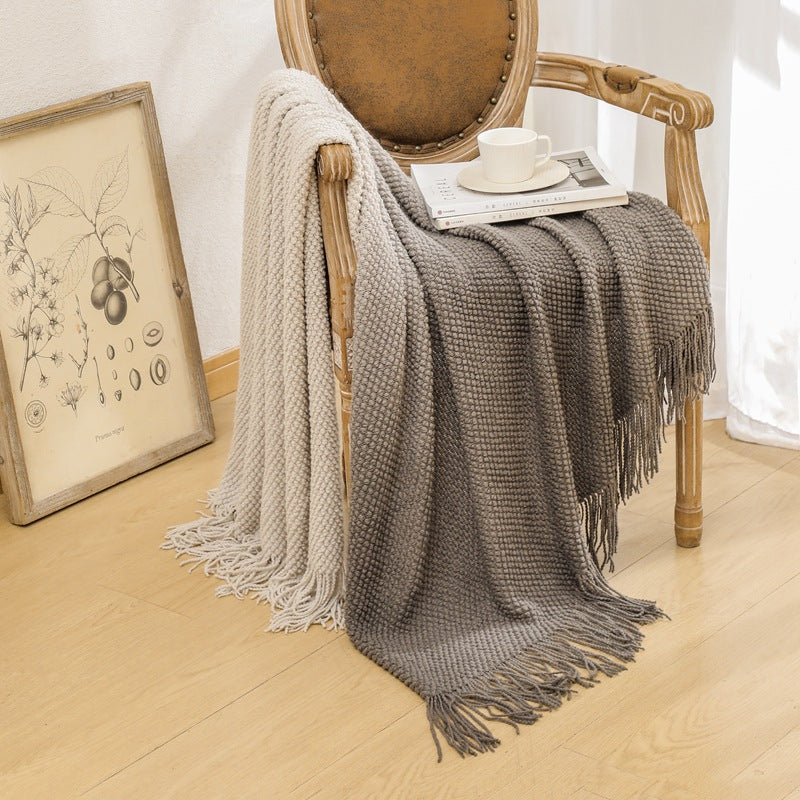 Gemütliche gestrickte Wurfdecke