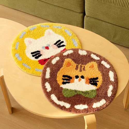 Niedlicher Katzenkopf Plüsch-Teppich Karnz