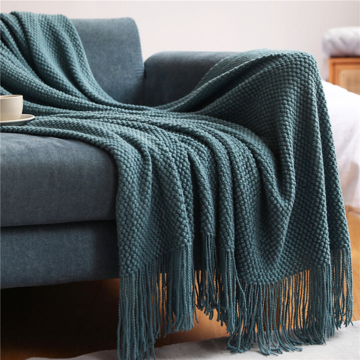 Gemütliche gestrickte Wurfdecke