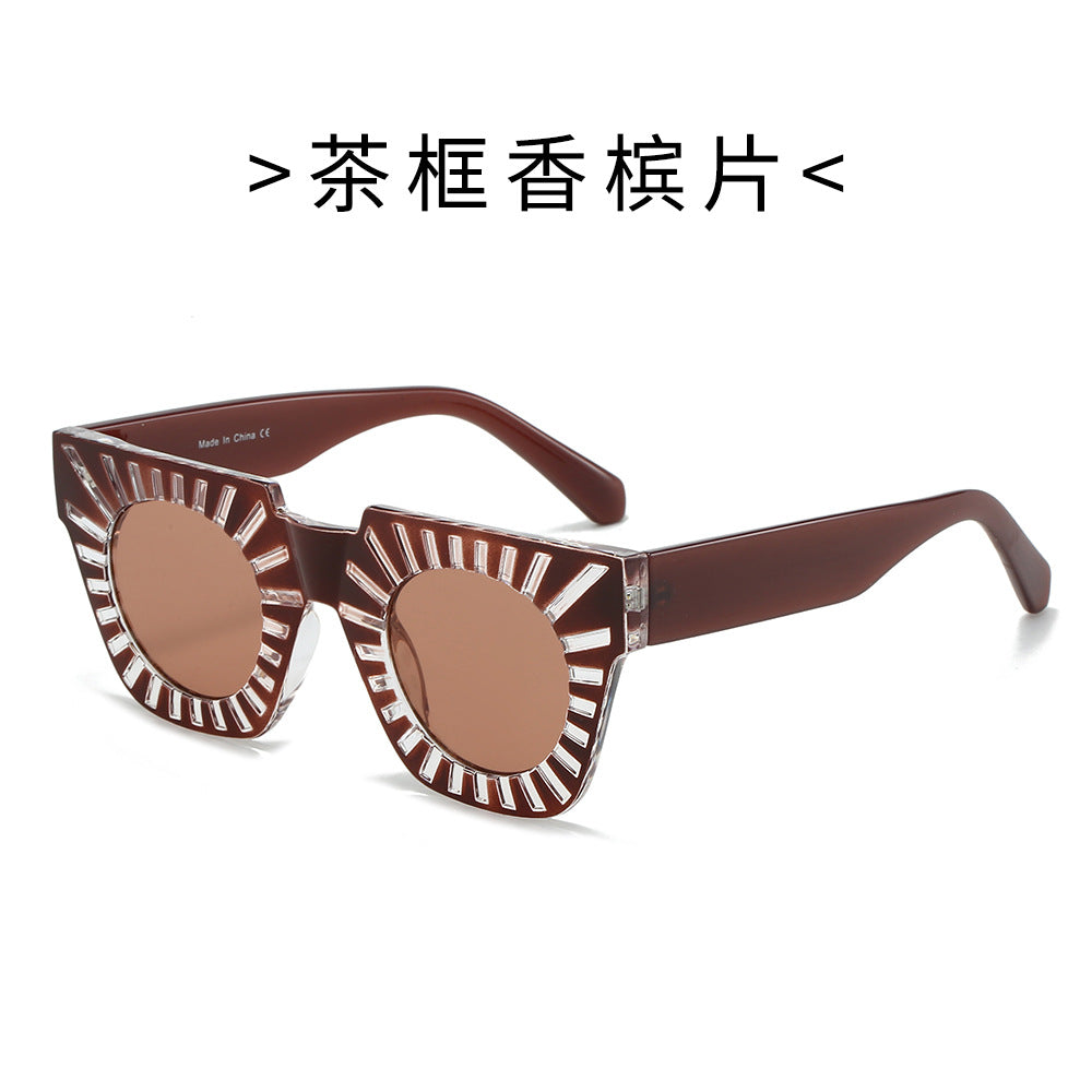 Damen Modische Sonnenbrille mit kreativem geometrischem Rahmen Karnz