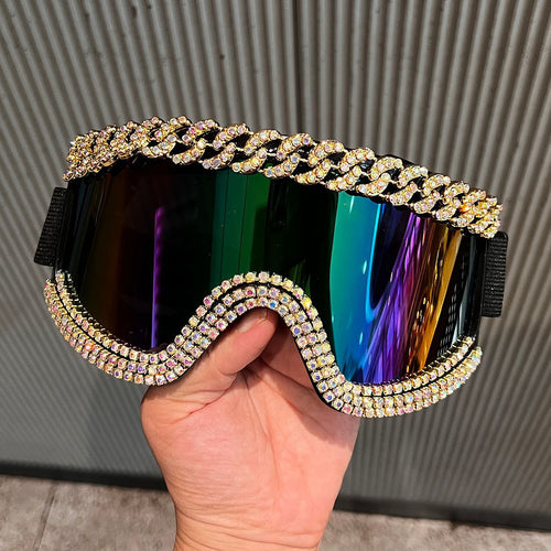 Damen Skibrille mit glamourösem Kristallrahmen Karnz