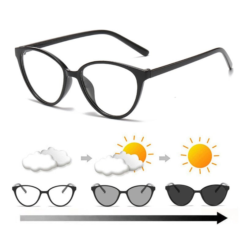 Damen modische lichtempfindliche Katzenaugenbrille Karnz