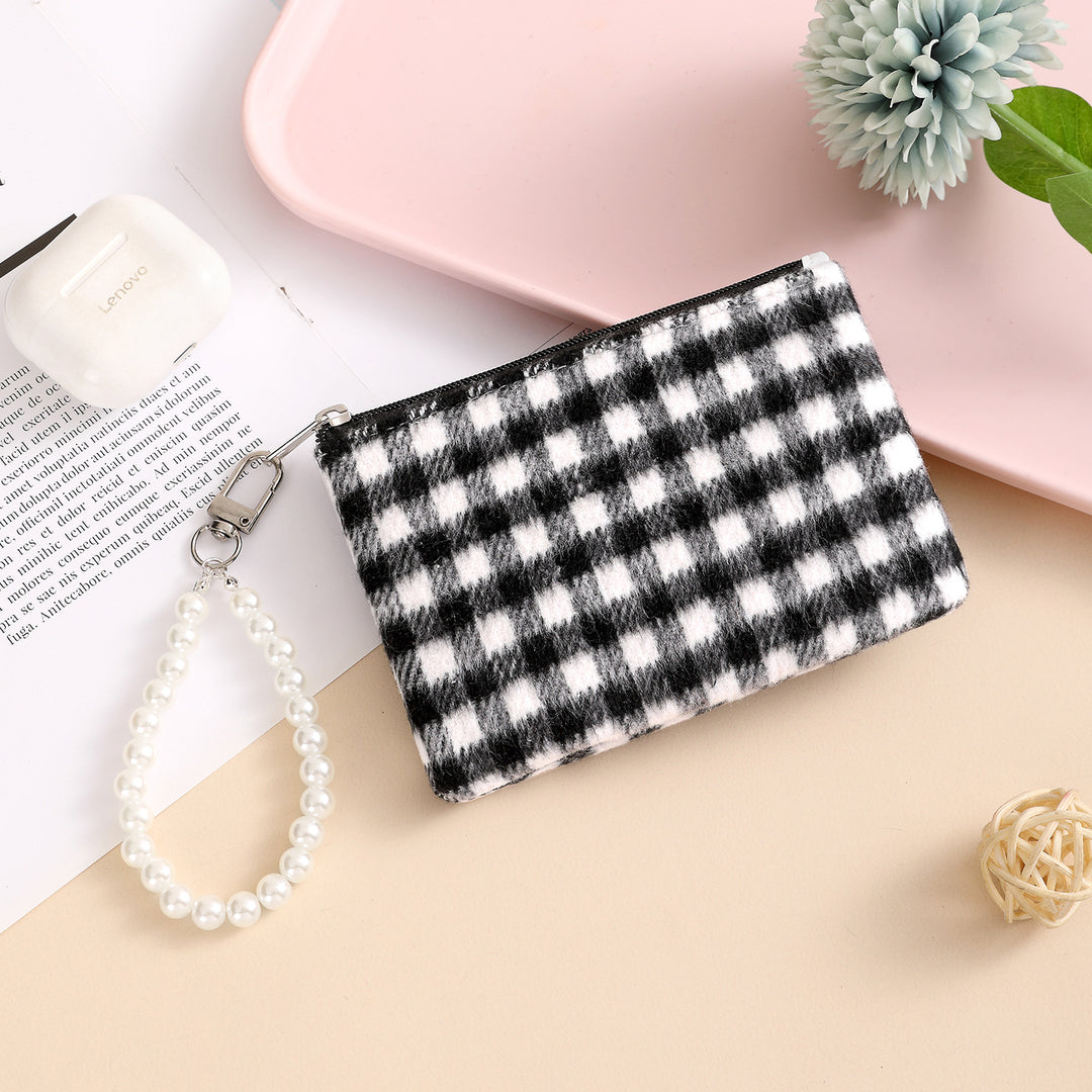 Gingham-Druck Münztasche