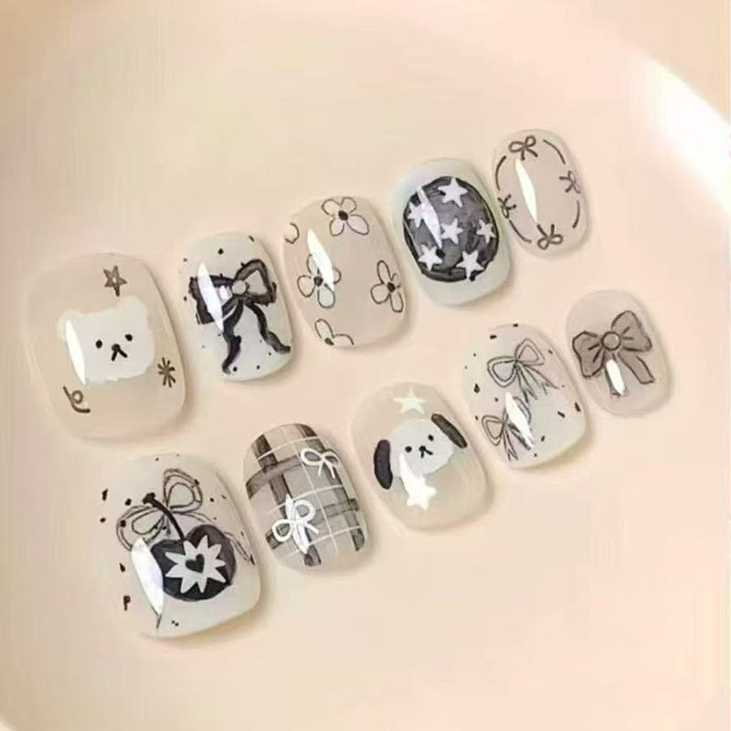 Künstlerisches Kaffee-inspiriertes Press-On Nagelkunst Set Karnz