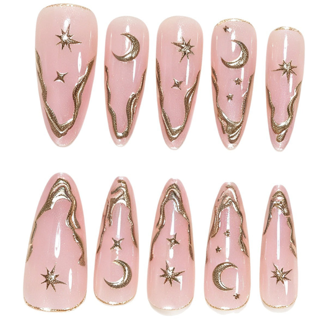 Künstlerische Stiletto-Nagelkunst-Tipps mit himmlischen Akzenten Karnz