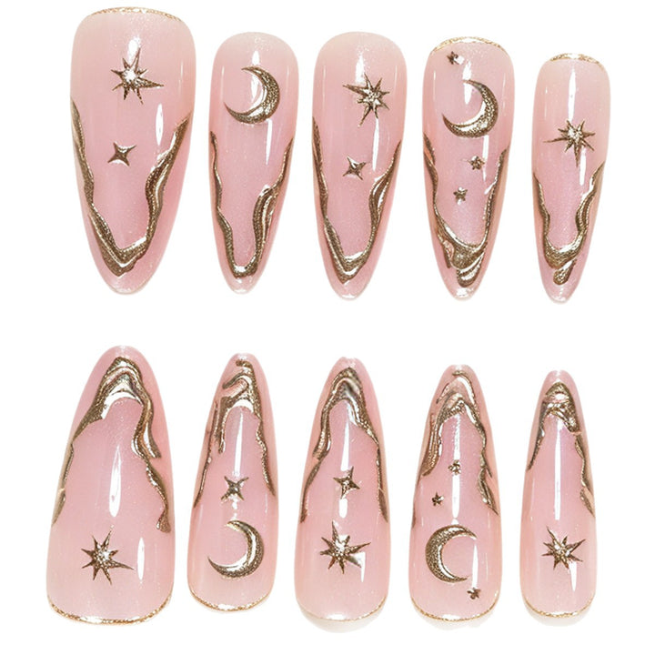 Künstlerische Stiletto-Nagelkunst-Tipps mit himmlischen Akzenten Karnz
