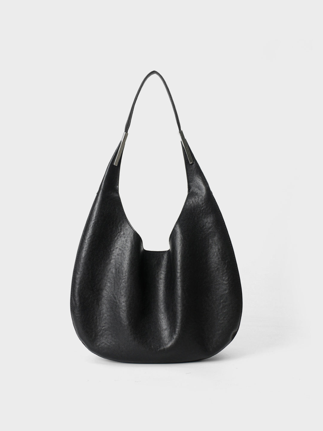 Weiche genarbte schlaffe Hobo-Schultertasche mit Metallbesatz-Griff