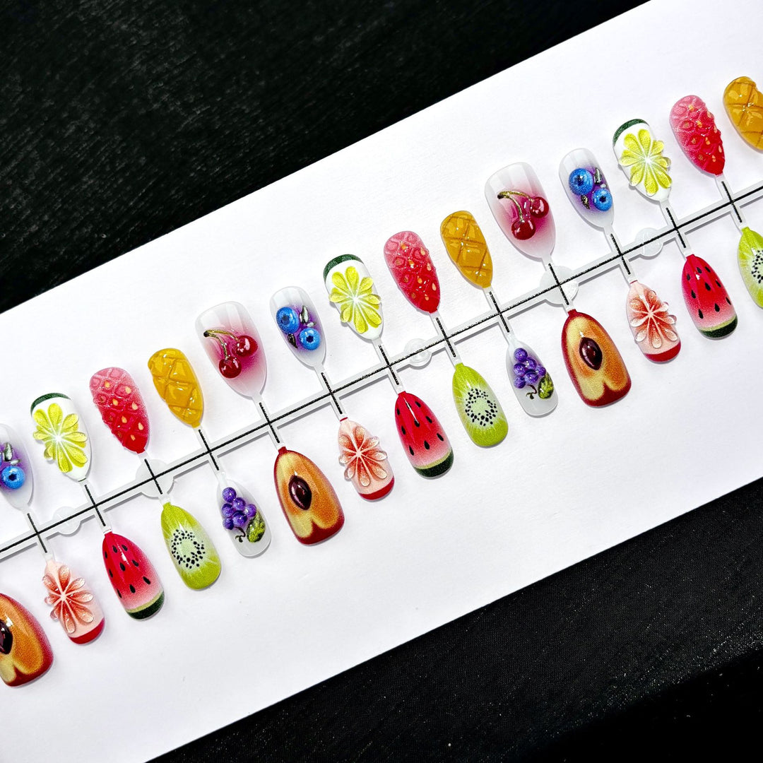 Vibrantes Frucht-Themen Press-On Nagel Kunst Set