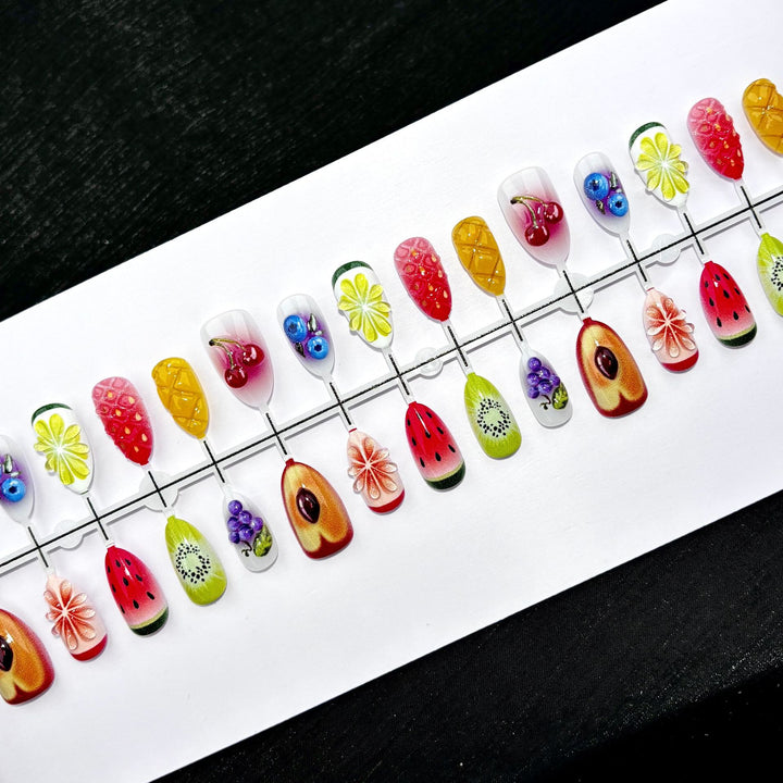 Vibrantes Frucht-Themen Press-On Nagel Kunst Set