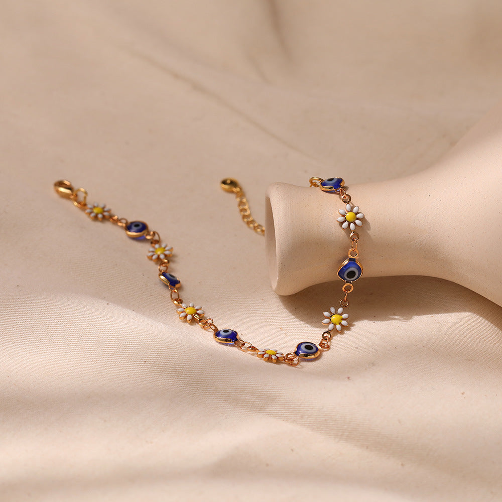 Floral Evil Eye Charm Fußkette Karnz