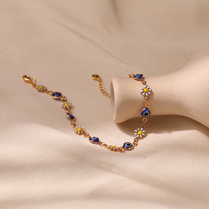 Floral Evil Eye Charm Fußkette Karnz