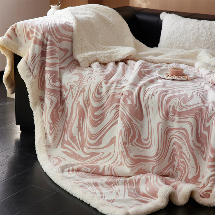 Kuschelige Wohndecke mit Sherpa-Futter und Jacquardmuster