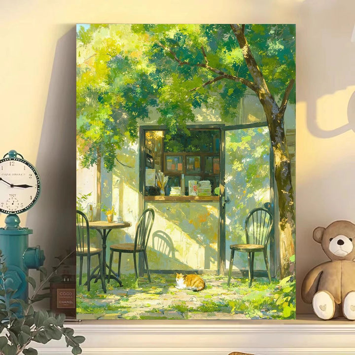 Gemütliche Café-Szene Leinwandkunst Karnz