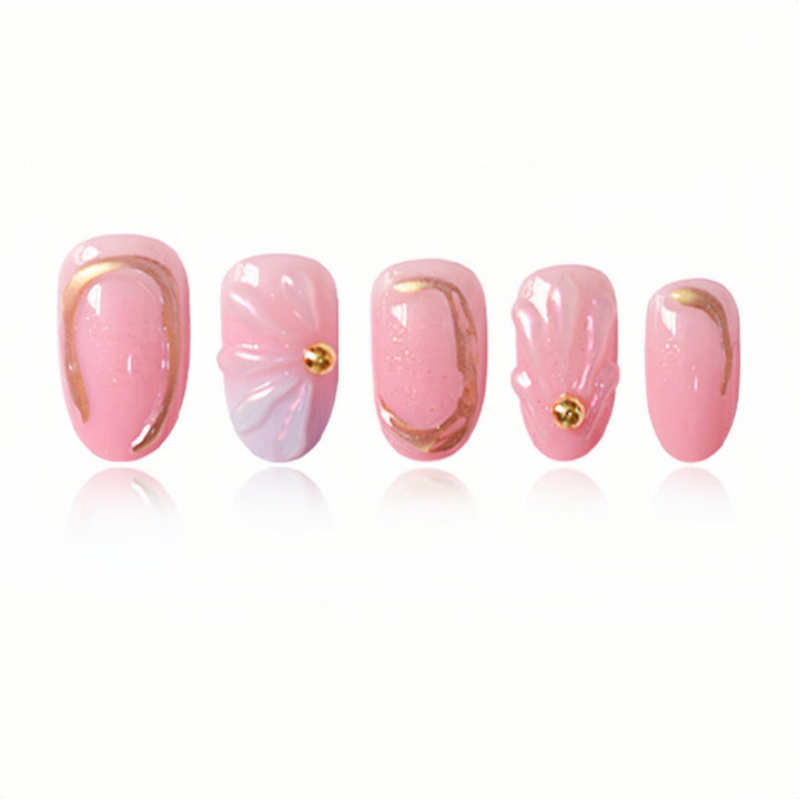 Florales geometrisches Press-On-Nagelkunst-Set Karnz