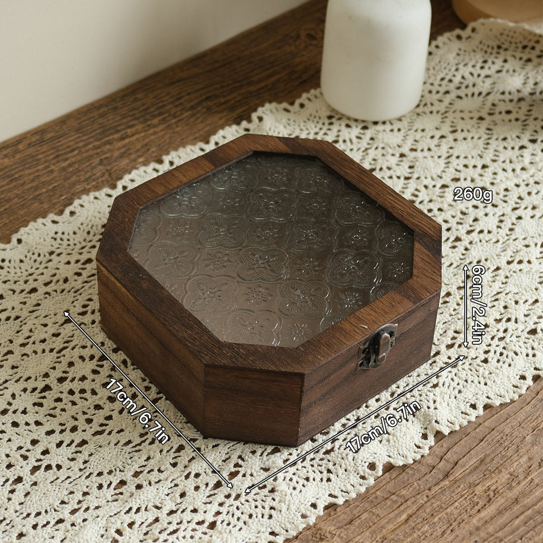 Vintage achteckige Holz-Schmuckbox